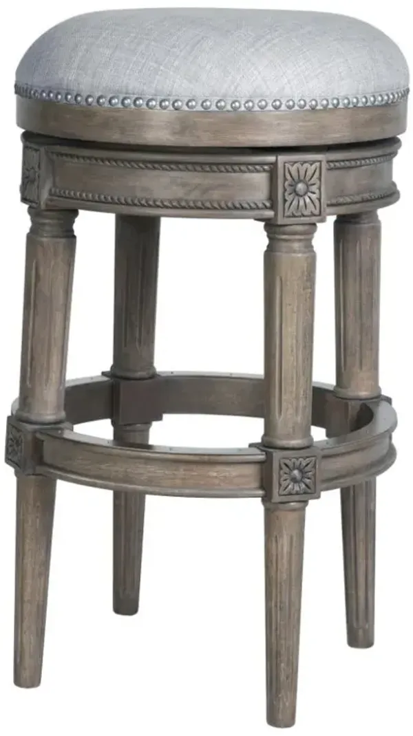 Hivvago 31 Inch Gray Solid Wood Swivel Backless Bar Height Bar Chair