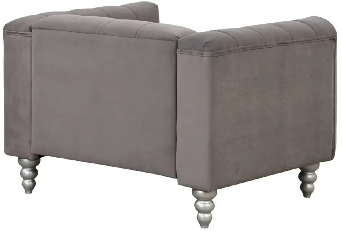 42" Modern Sofa Dutch Fluff Upholstered Sofa With Solid Wood Legs, Buttoned Tufted Backrest, Gray