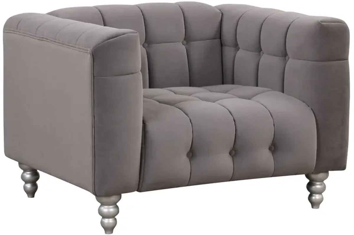 42" Modern Sofa Dutch Fluff Upholstered Sofa With Solid Wood Legs, Buttoned Tufted Backrest, Gray