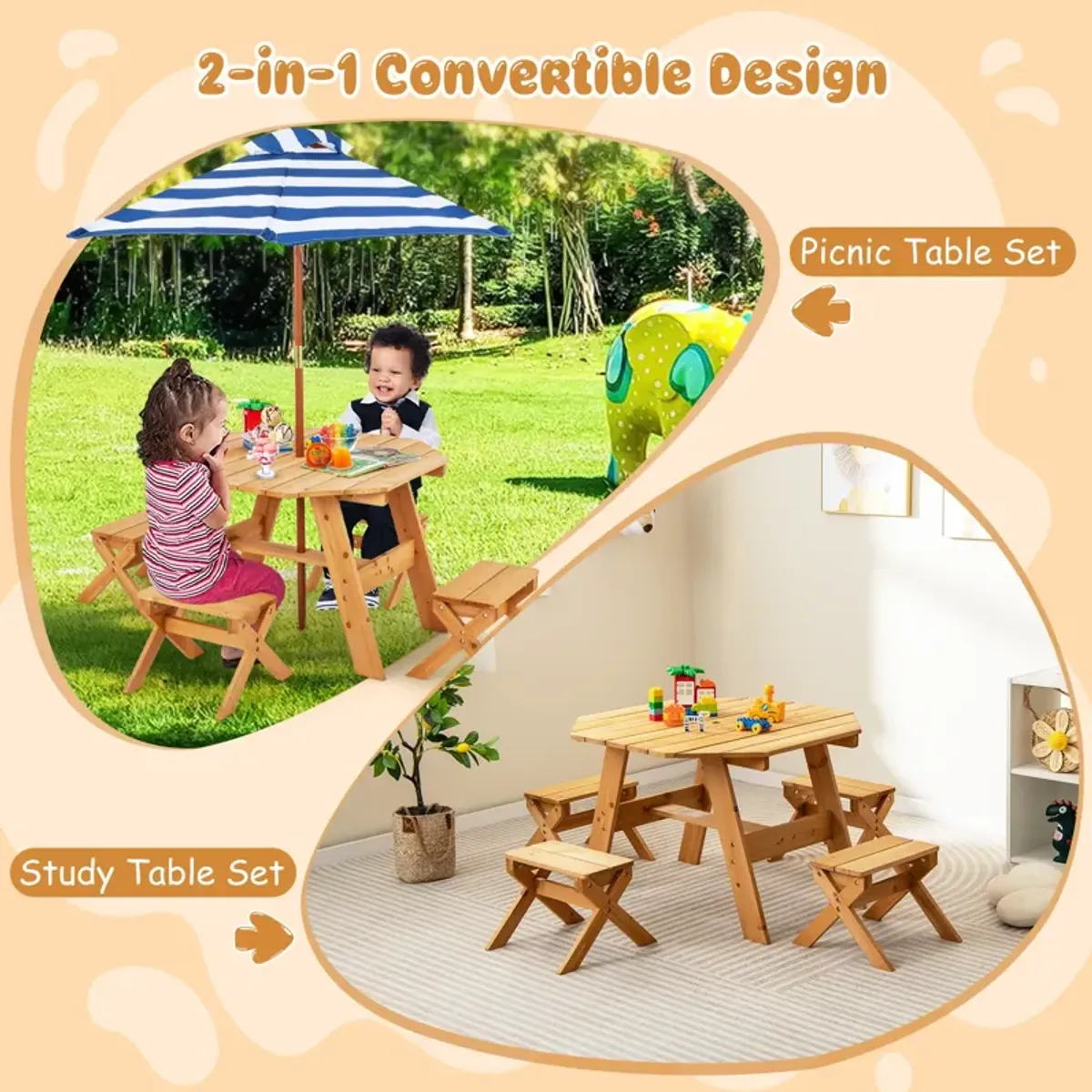 Kids Wooden Table Set – Child-Sized Furniture for Play, Study, and Activities