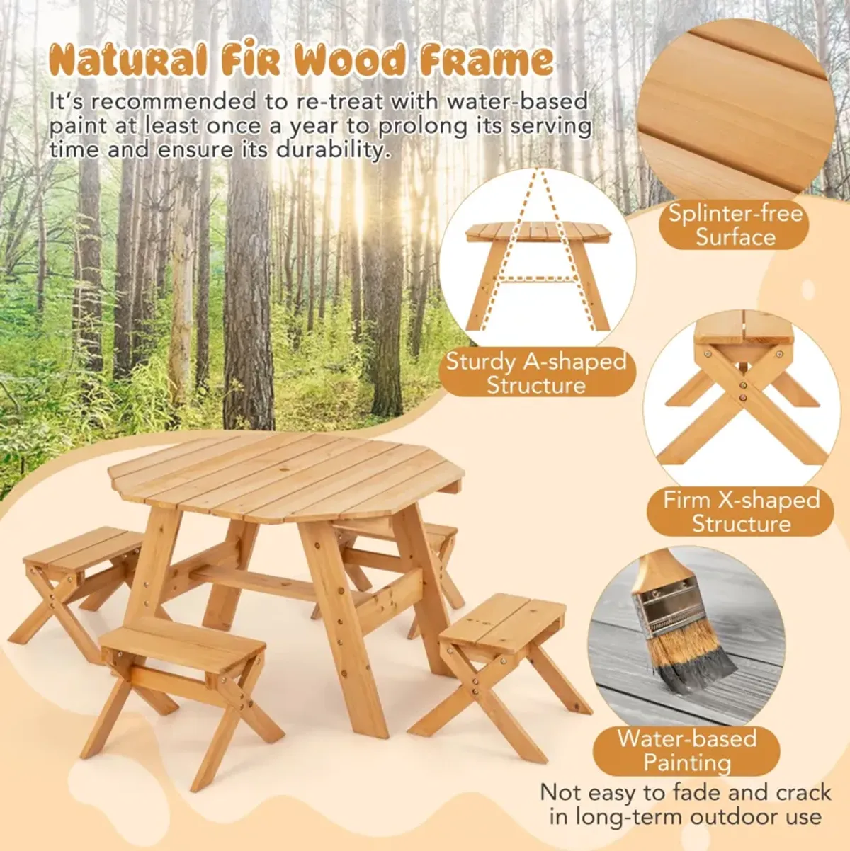 Kids Wooden Table Set – Child-Sized Furniture for Play, Study, and Activities