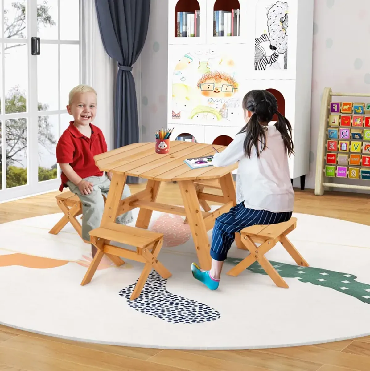 Kids Wooden Table Set – Child-Sized Furniture for Play, Study, and Activities