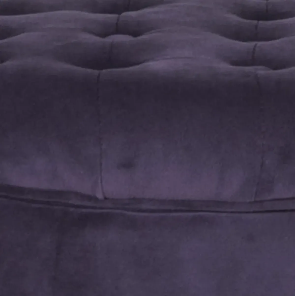 Button Tufted Velvet Upholstered Wooden Ottoman with Hidden Storage, Purple and Brown - Benzara