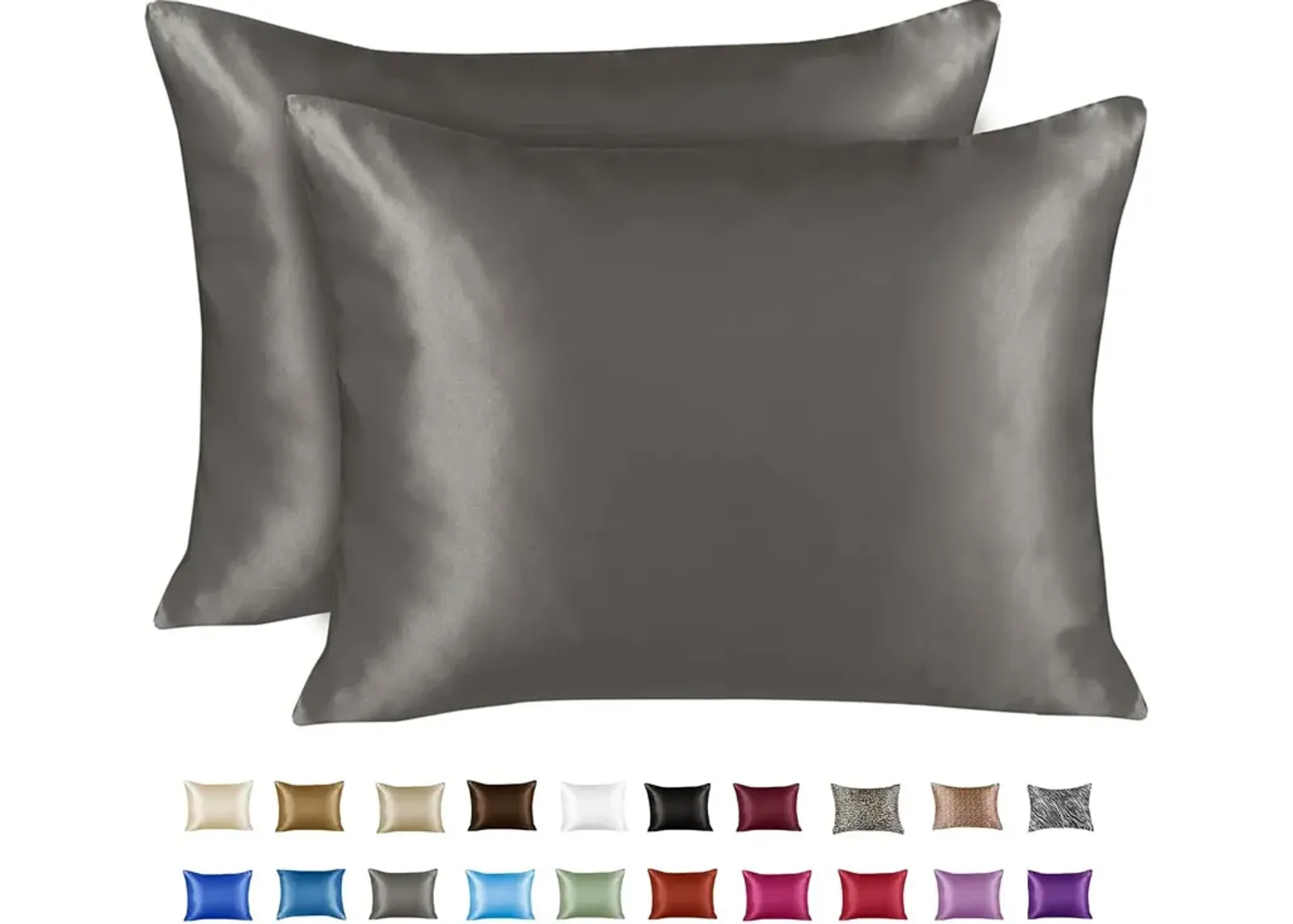 Satin Pillow Case with Zipper - Luxury Pillow Cover (Pillowcase Set of 2)