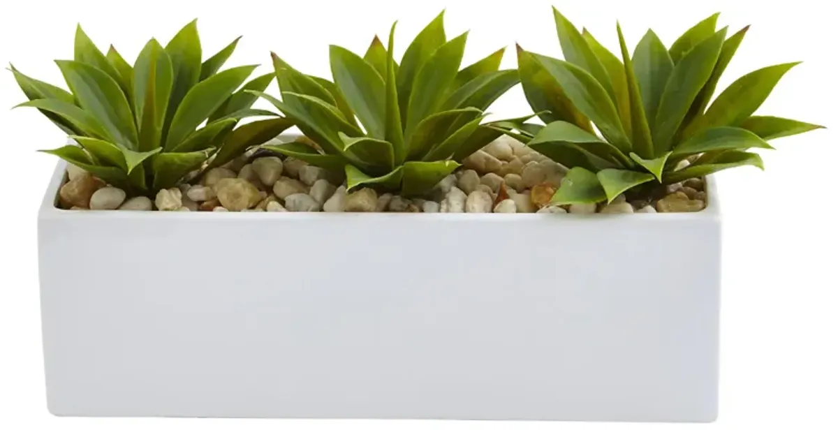 Hivvago Agave Succulent in Rectangular Planter