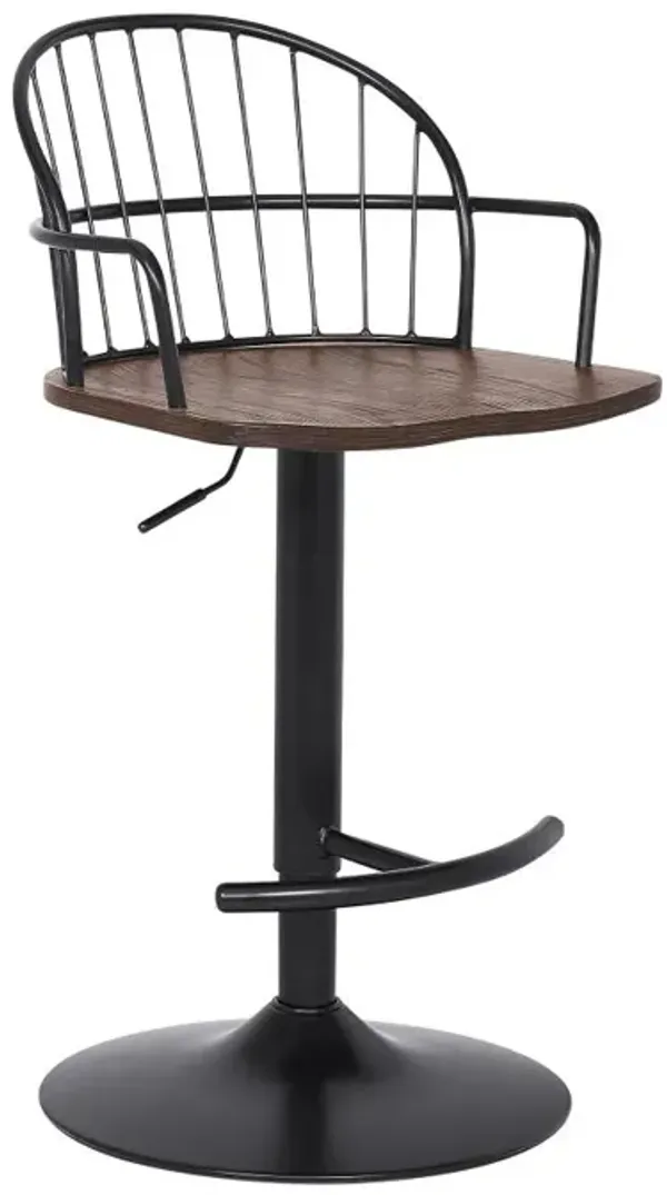 Hivvago 23 Inch Brown And Black Iron Low Back Adjustable Height Bar Chair