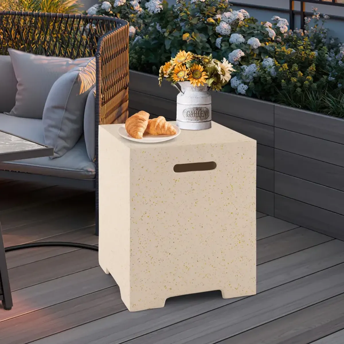 2-in-1 Gas Tank Holder Side Table with Protective Cover