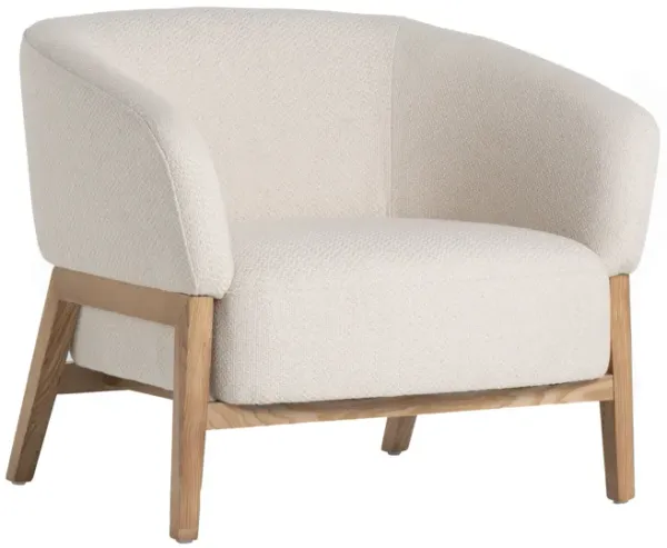 Reno Gis 33 Inch Accent Chair, Off White Fabric, Foam, Solid Wood Frame - Benzara