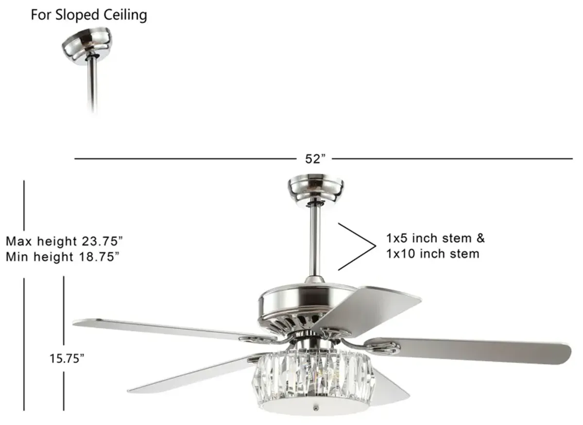 Mandy 3-Light Crystal Prism Drum LED Ceiling Fan With Remote