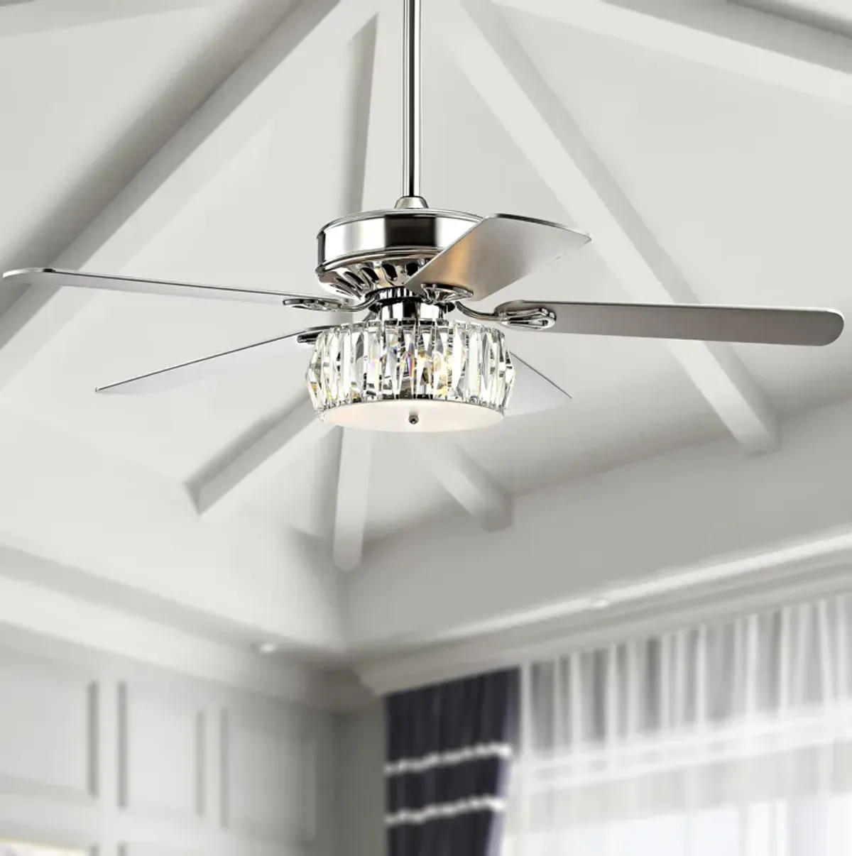 Mandy 3-Light Crystal Prism Drum LED Ceiling Fan With Remote