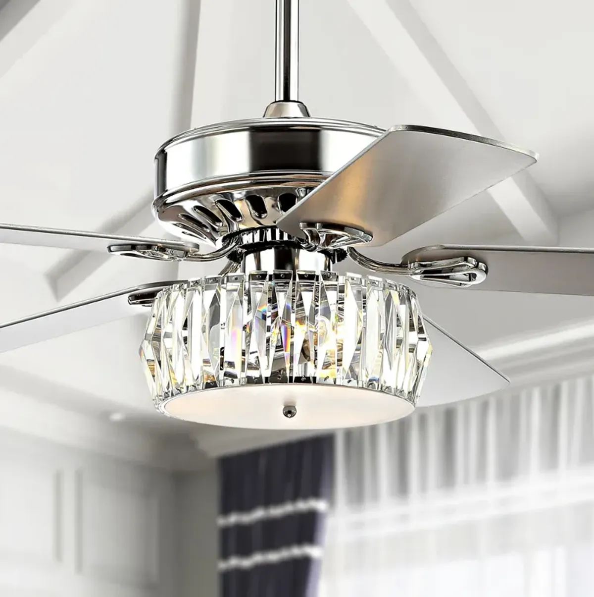 Mandy 3-Light Crystal Prism Drum LED Ceiling Fan With Remote