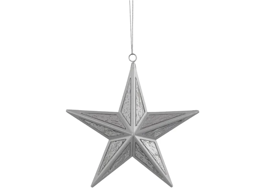 5.5" Silver Speckled Glass Style Star Christmas Ornament