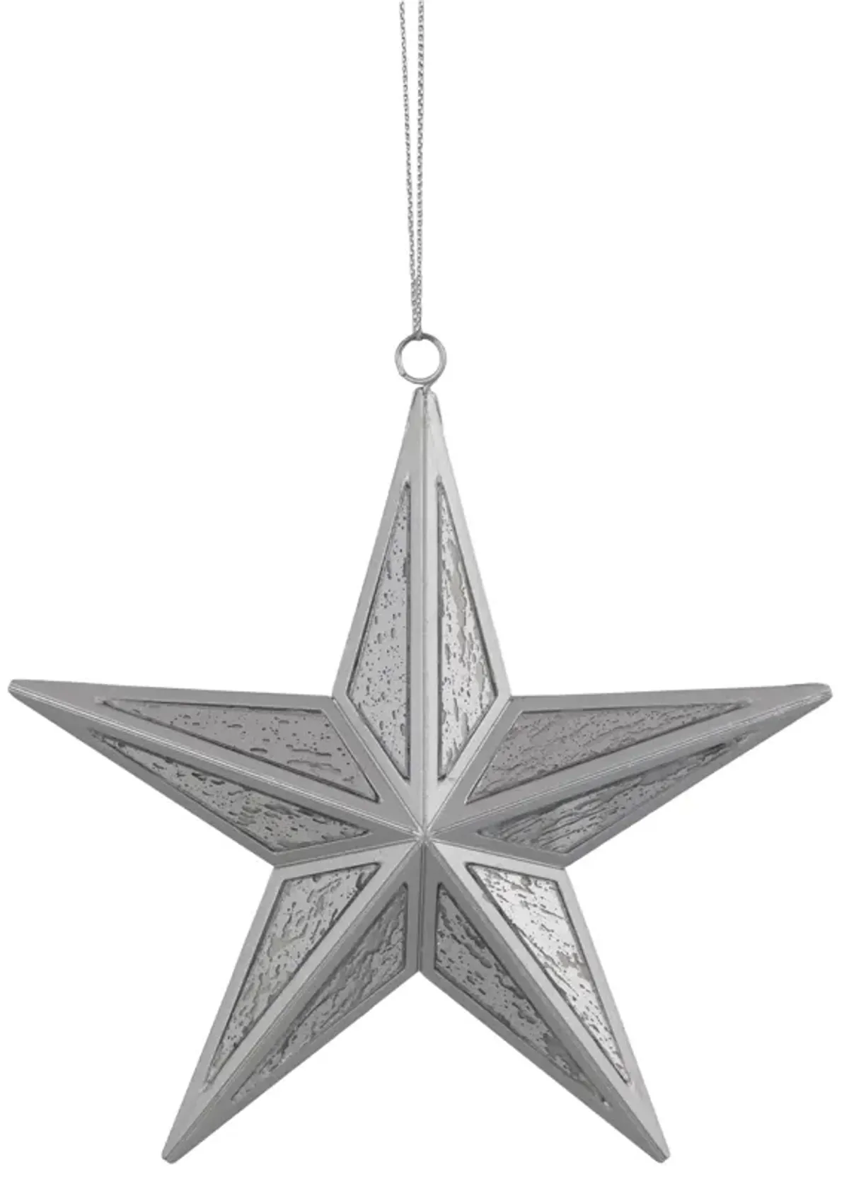 5.5" Silver Speckled Glass Style Star Christmas Ornament