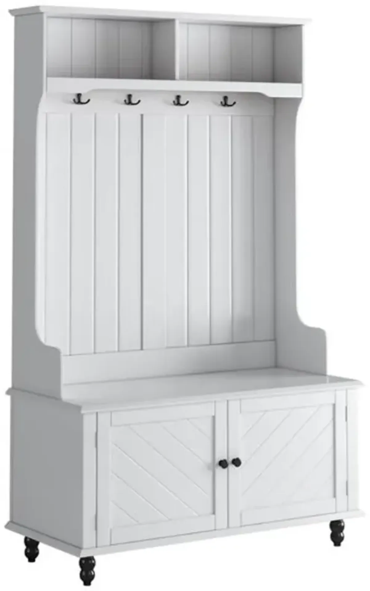 Entryway Hall Tree with Storage Bench & 4 Coat Hooks For Home's Mudroom