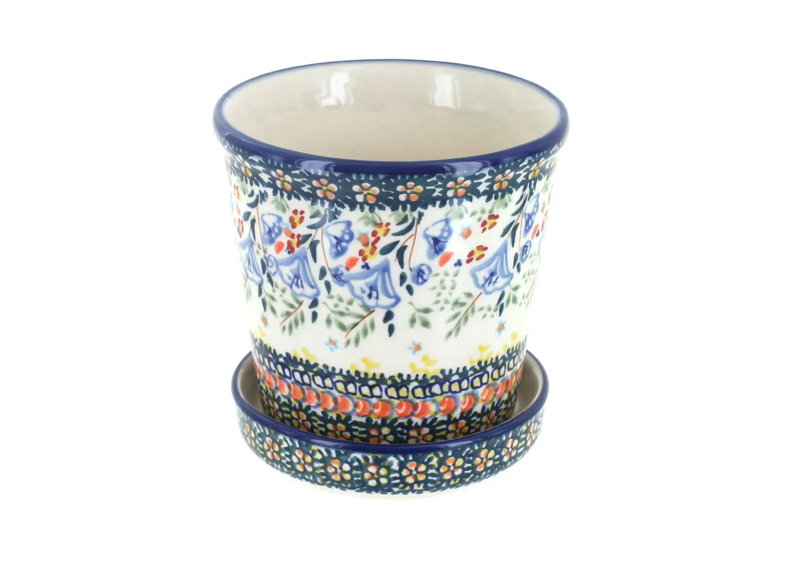 Blue Rose Polish Pottery Sage Floral Flower Pot