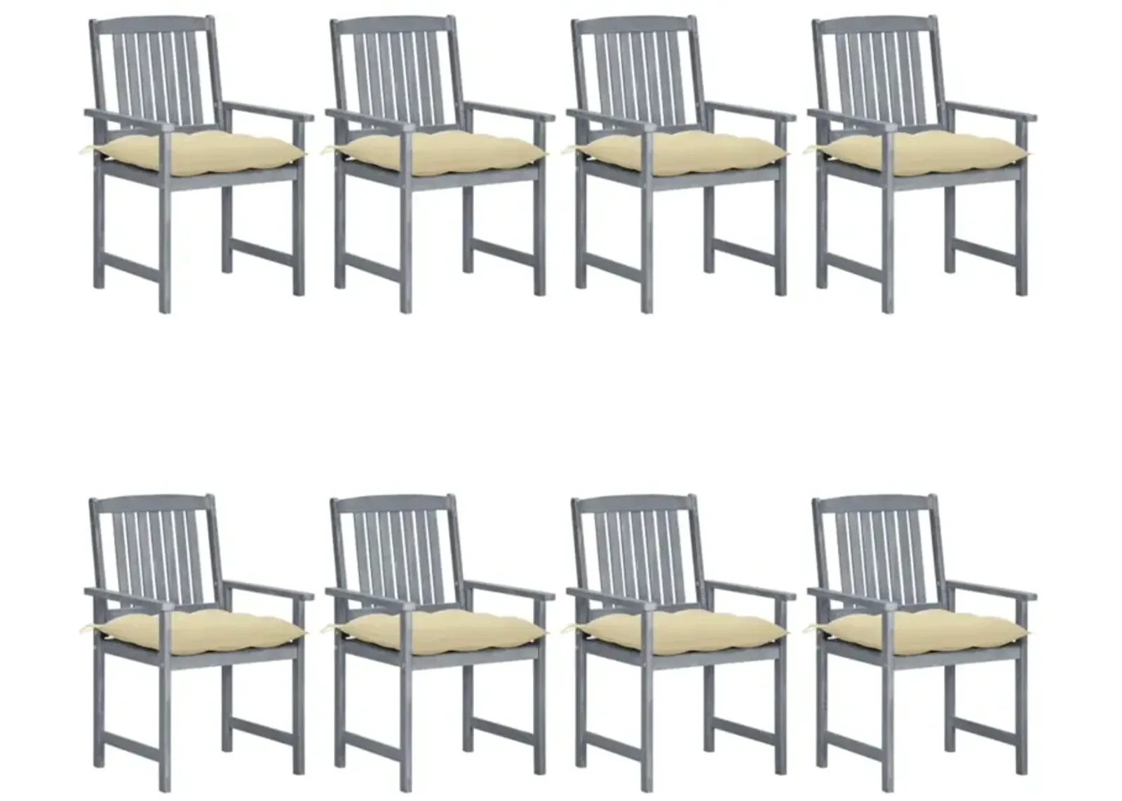 vidaXL Garden Chairs with Cushions 8 pcs Solid Acacia Wood Gray