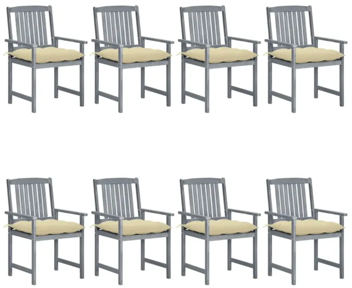 vidaXL Garden Chairs with Cushions 8 pcs Solid Acacia Wood Gray