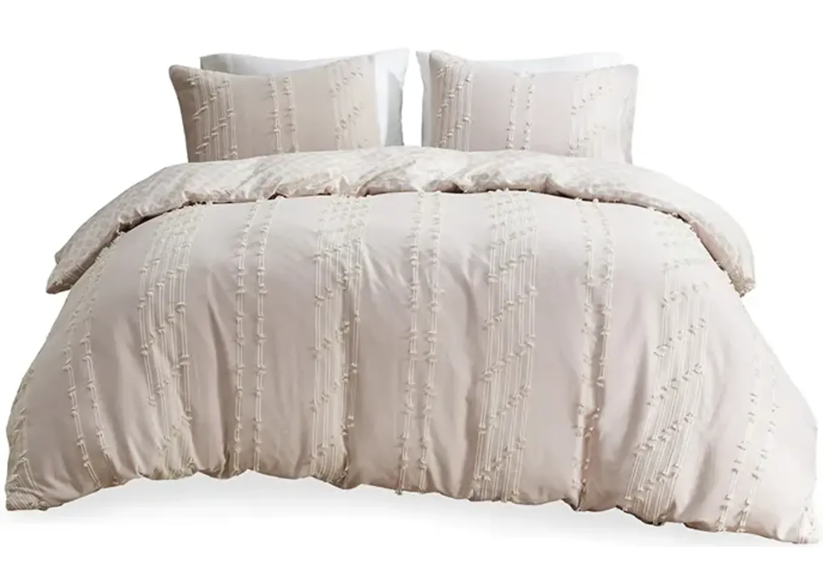 Gracie Mills Trujillo 3-Piece Embroidered Stripes Cotton Jacquard Comforter Set