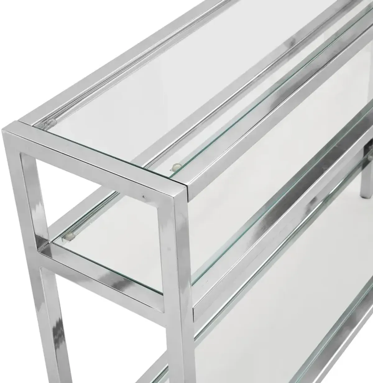 Carolina Living Chrysalis 3 Tier Glass Top Console - Chrome