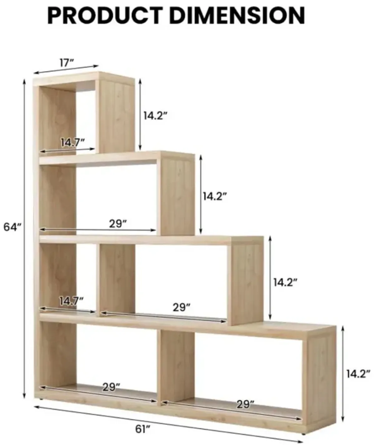 Hivvago 6 Cubes Ladder Shelf Corner Bookshelf Storage Bookcase