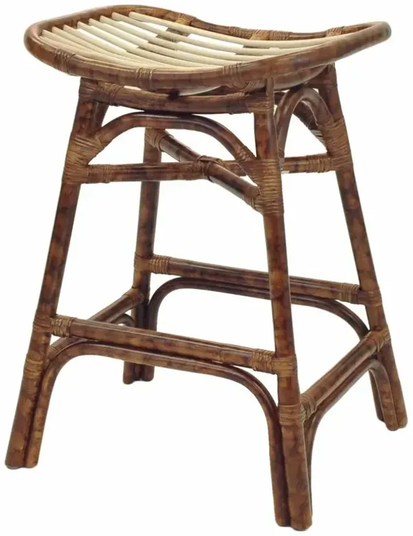 Beyla Rattan Backless Saddle Counter Stool