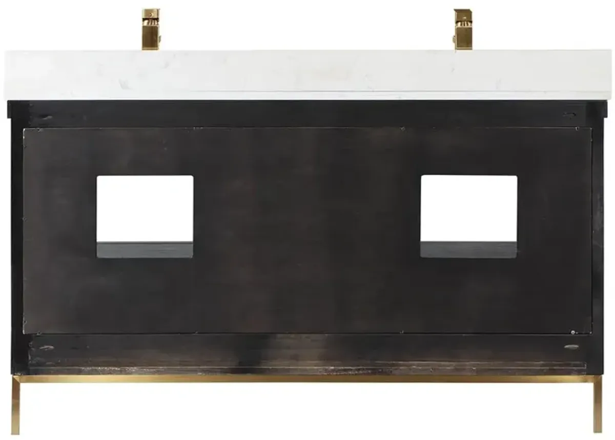 Altair 60 Double Bathroom Vanity Set in Black Oak with Mirror