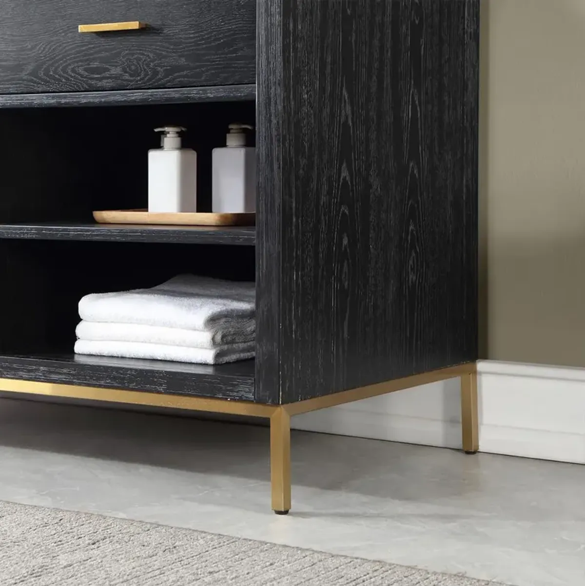 Altair 60 Double Bathroom Vanity Set in Black Oak with Mirror