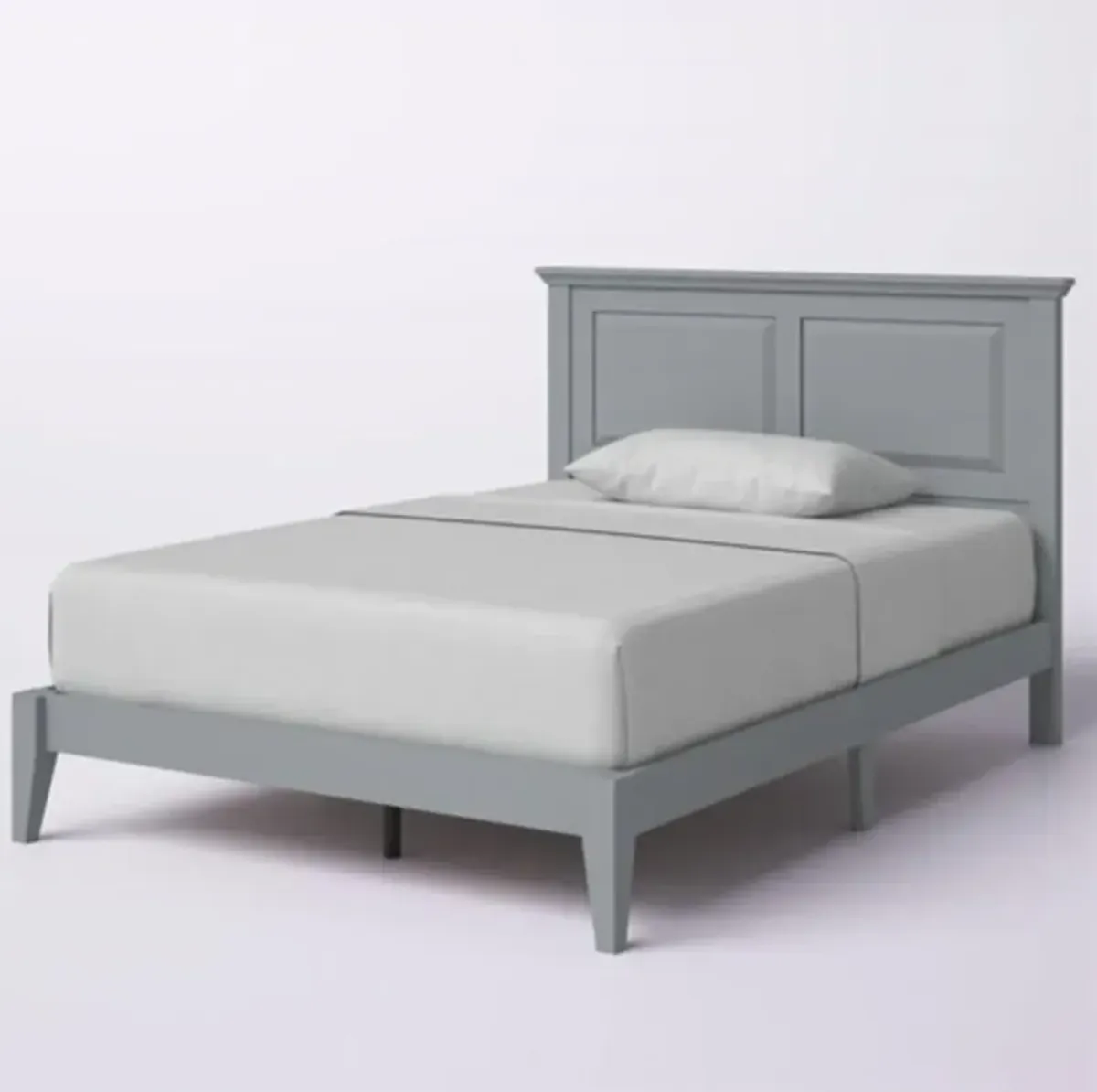 Hivvago Full Traditional Solid Oak Wooden Platform Bed Frame with Headboard in Grey