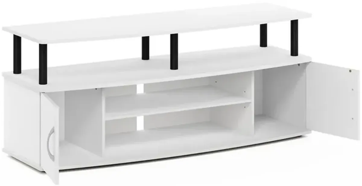 Furinno JAYA Large Entertainment Center Hold up to 55-IN TV, White/Black