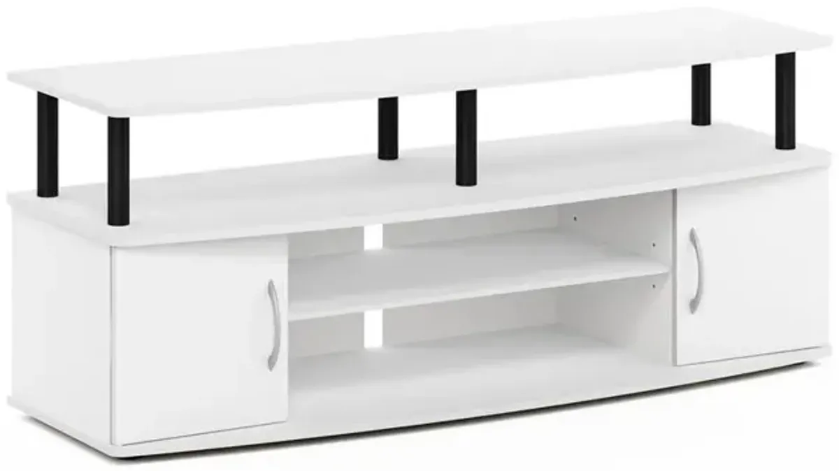 Furinno JAYA Large Entertainment Center Hold up to 55-IN TV, White/Black