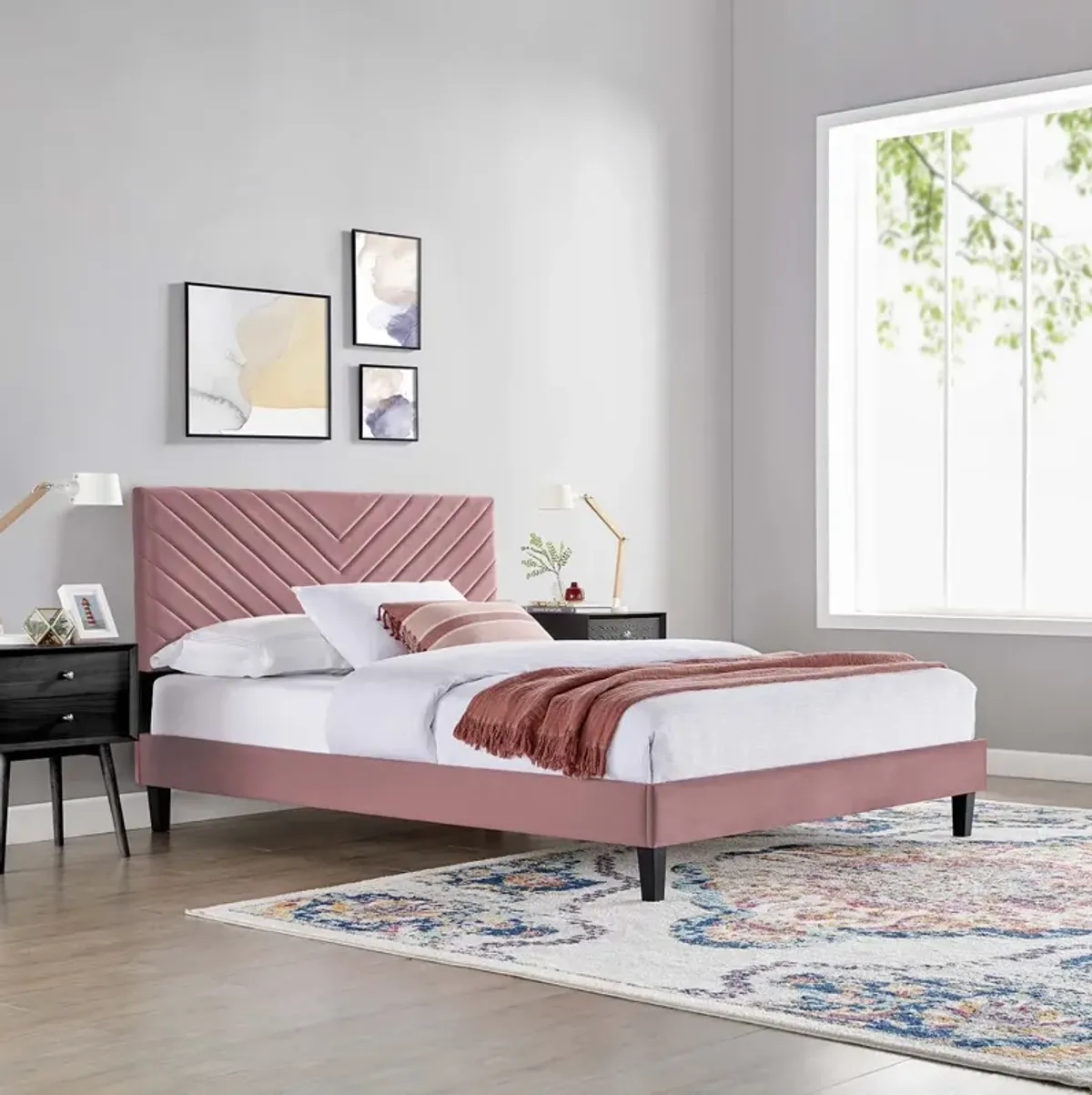 Modway - Roxanne Performance Velvet Queen Platform Bed