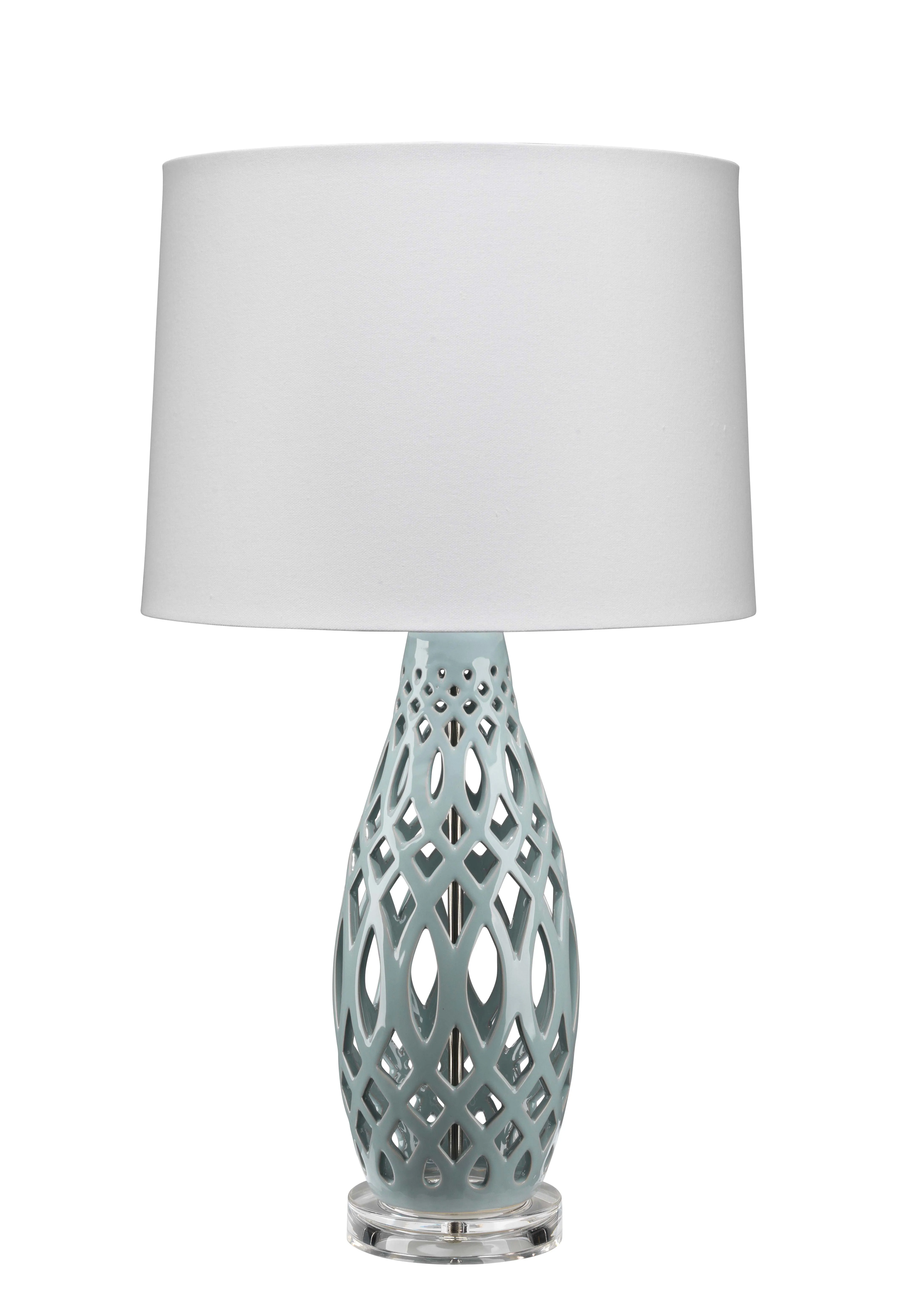 Filigree Ceramic Table Lamp, Blue