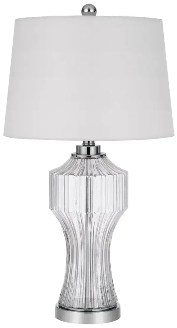 Hivvago 26" Clear Glass Table Lamp With White Empire Shade