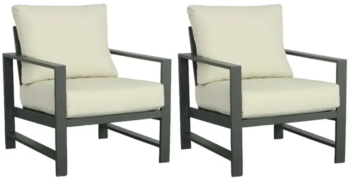 2pc Stainless Steel Outdoor Chair Set - 31" - Gray and Beige