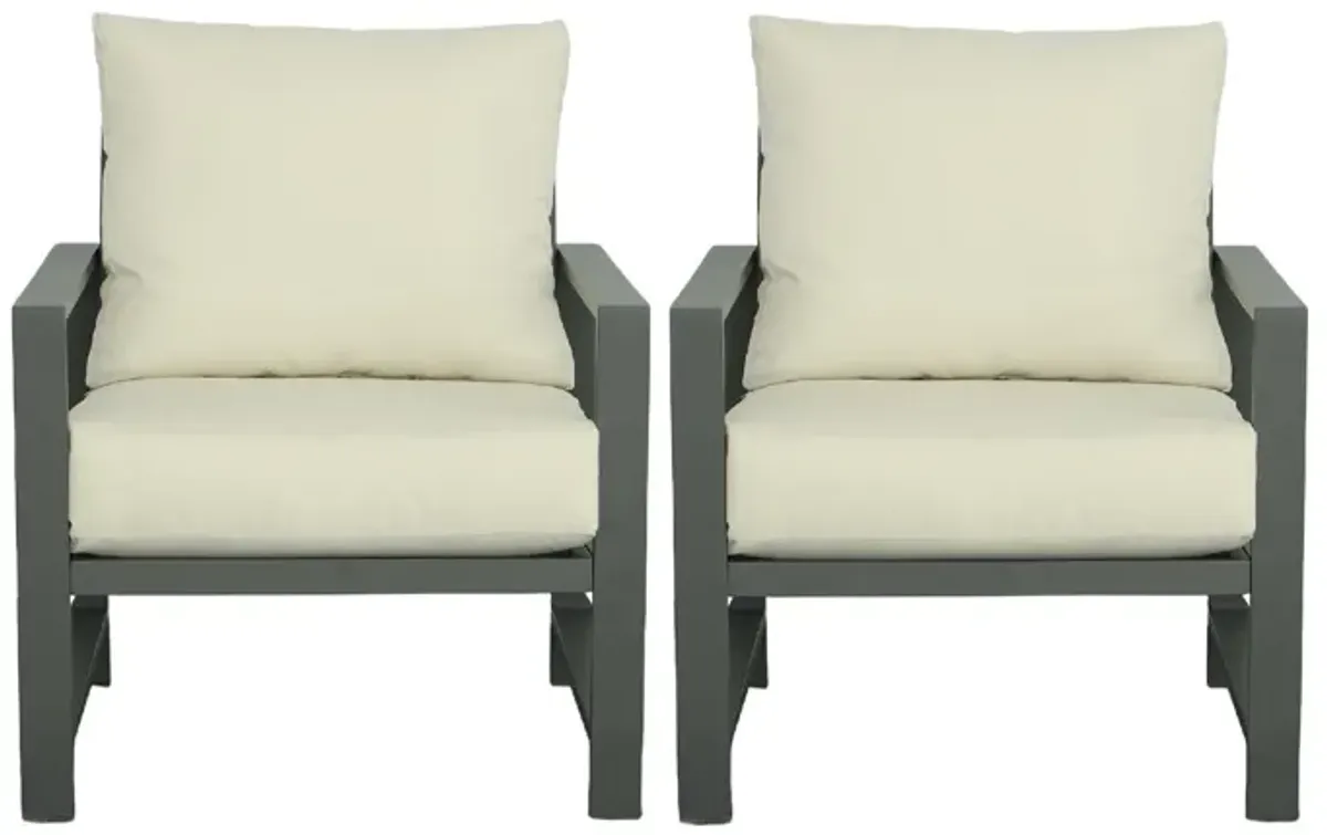 2pc Stainless Steel Outdoor Chair Set - 31" - Gray and Beige