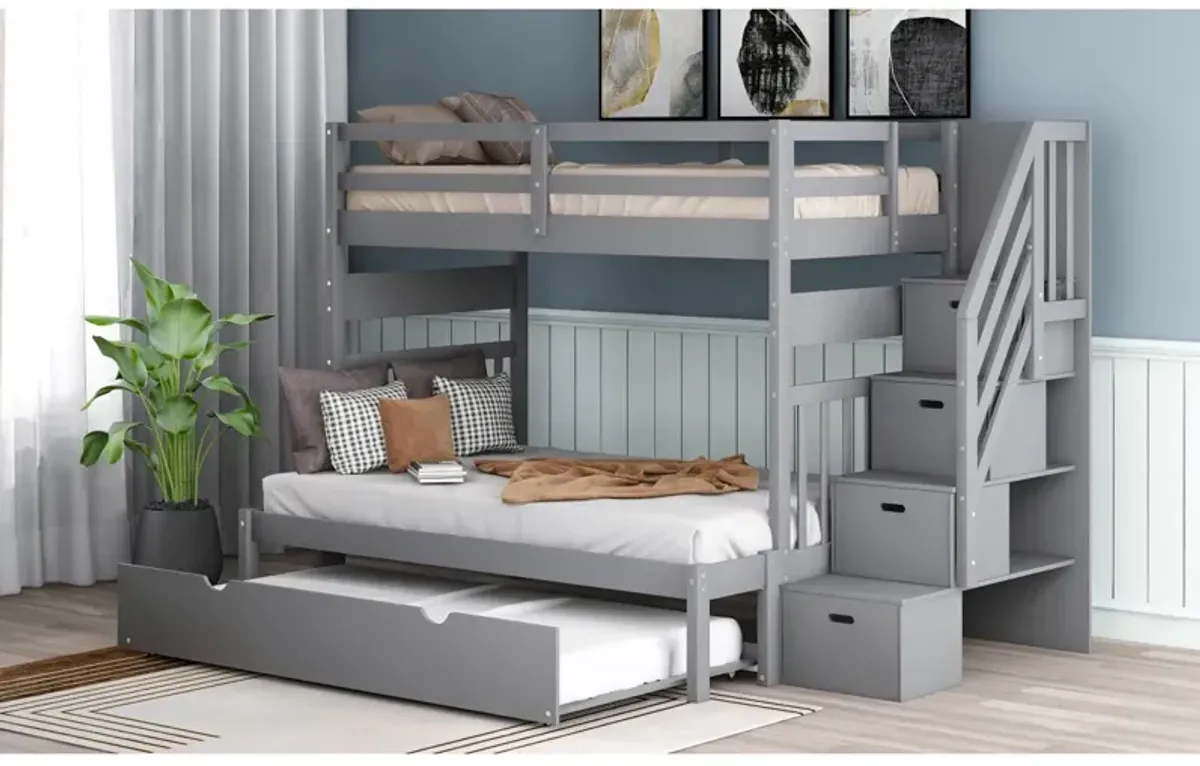 Twin Over Twin/Full Bunk Bed With Twin Size Trundle