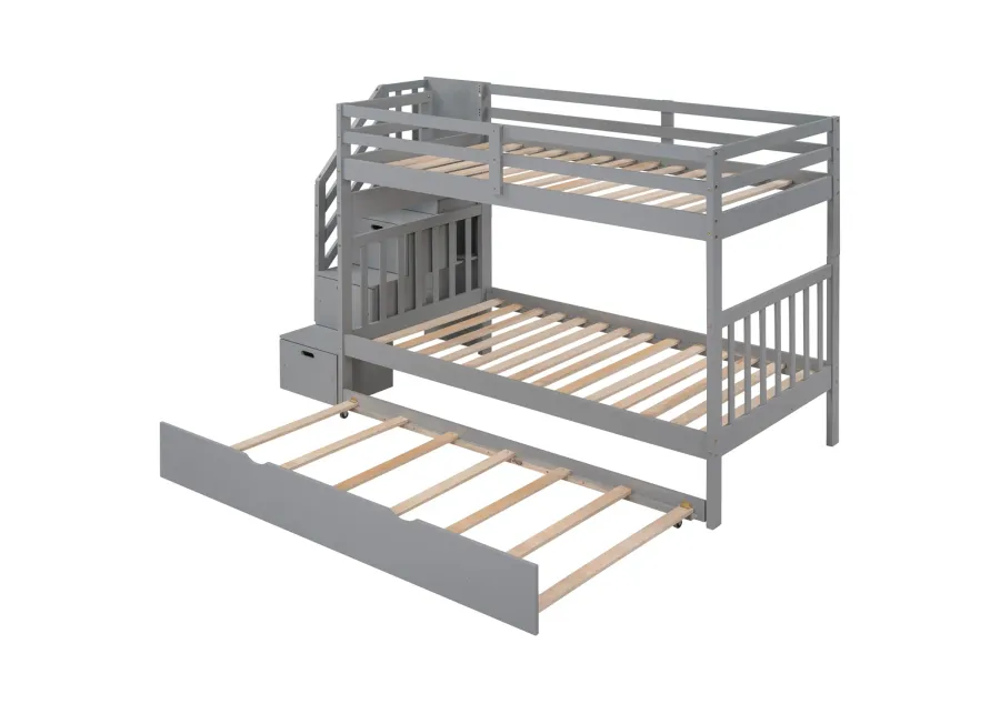 Twin Over Twin/Full Bunk Bed With Twin Size Trundle