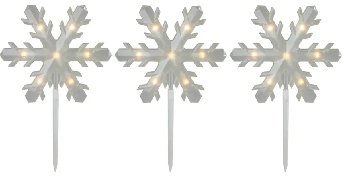 5ct Snowflake Christmas Pathway Marker Lawn Stakes - Clear Lights