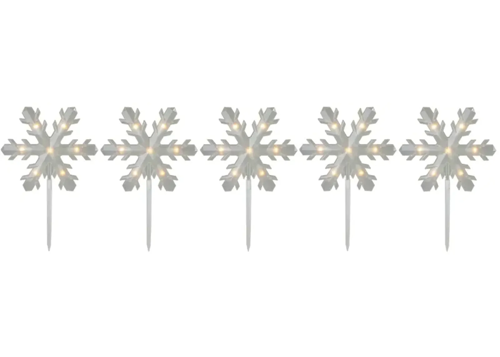 5ct Snowflake Christmas Pathway Marker Lawn Stakes - Clear Lights