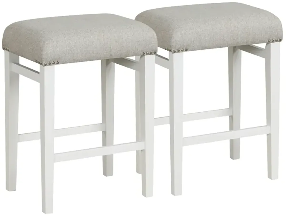 2 Pieces Backless Barstools with Padded Seat Cushions