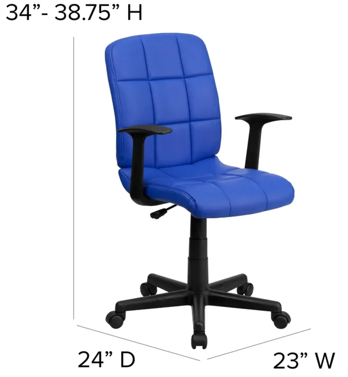 Clayton Mid-Back Quilted Vinyl Swivel Task Office Chair with Arms
