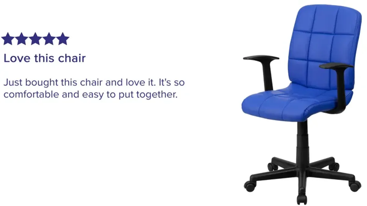 Clayton Mid-Back Quilted Vinyl Swivel Task Office Chair with Arms