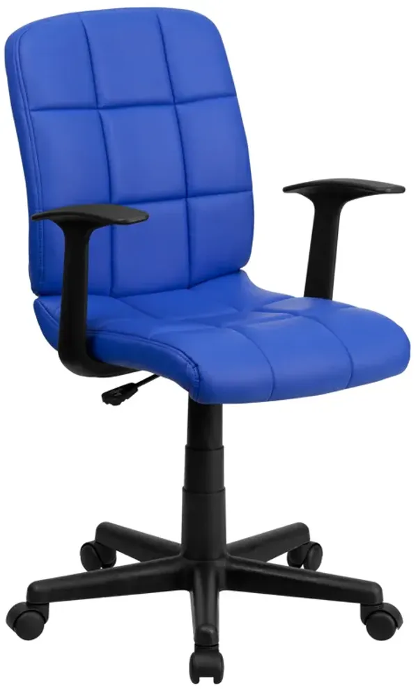 Clayton Mid-Back Quilted Vinyl Swivel Task Office Chair with Arms