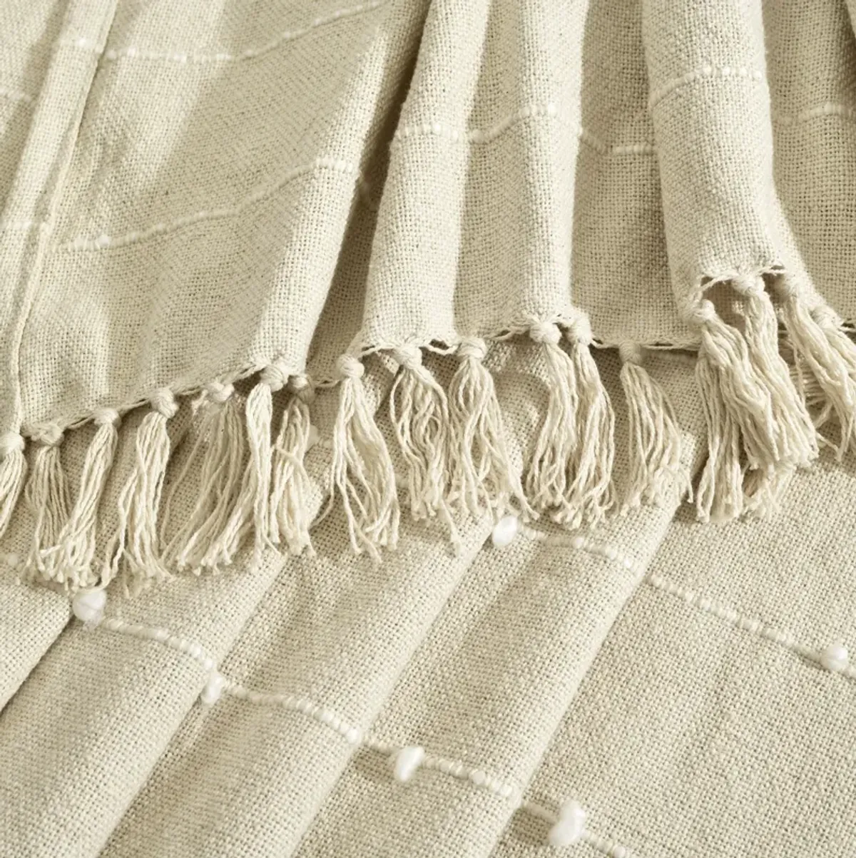 Boho Tufted Cotton Woven Tassel Fringe Throw