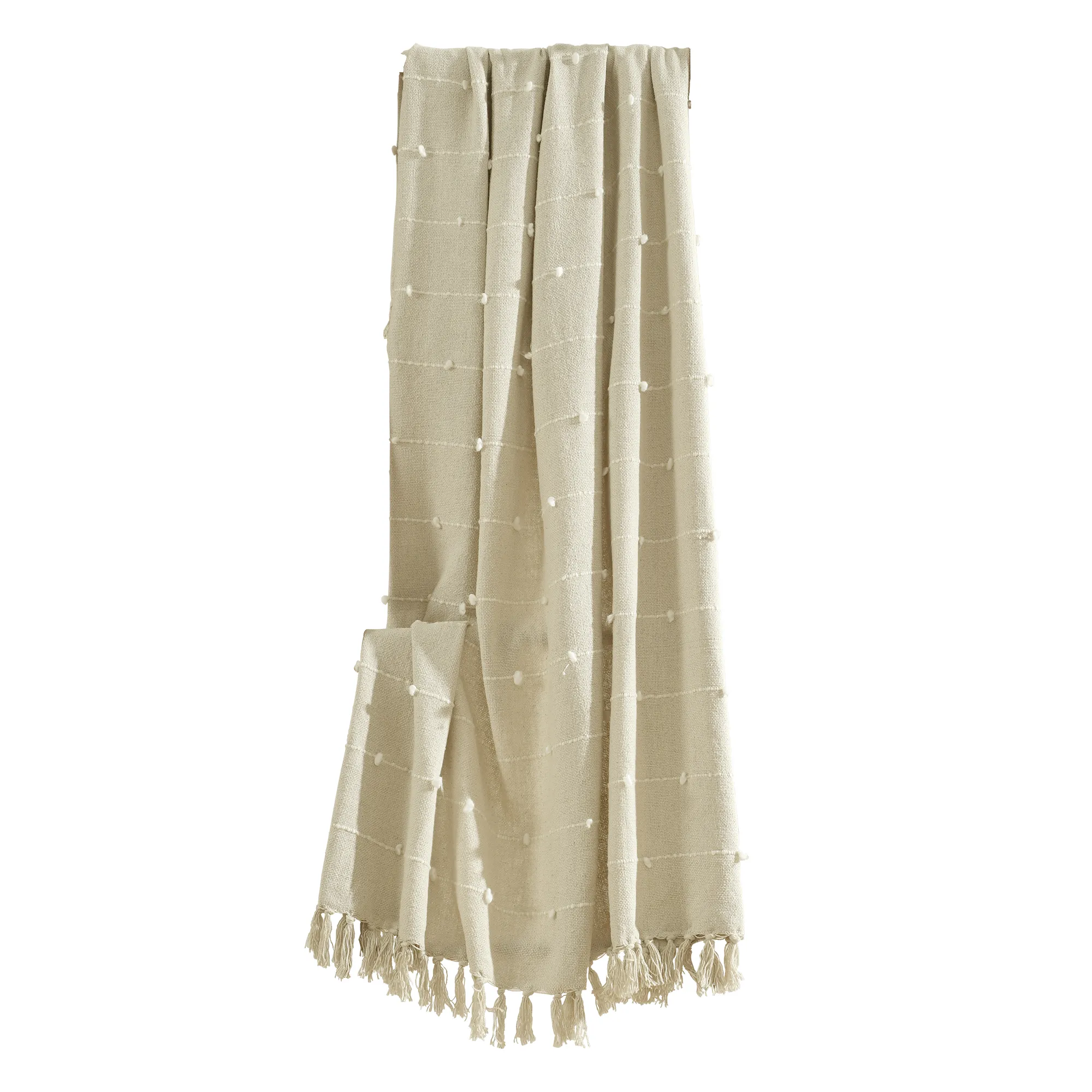 Boho Tufted Cotton Woven Tassel Fringe Throw