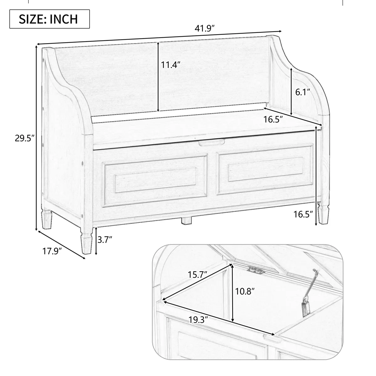 Merax Multifunctional Storage Bench with Safety Hinge