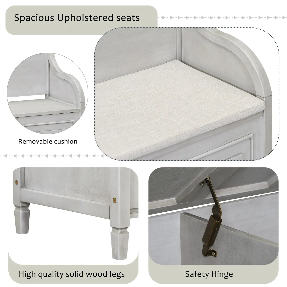 Merax Multifunctional Storage Bench with Safety Hinge