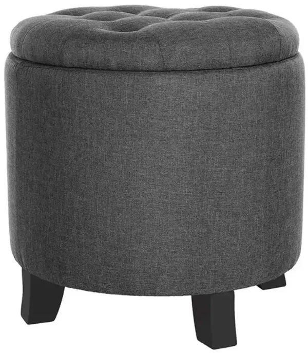 BreeBe Linen Fabric Storage Ottoman - Dark Grey