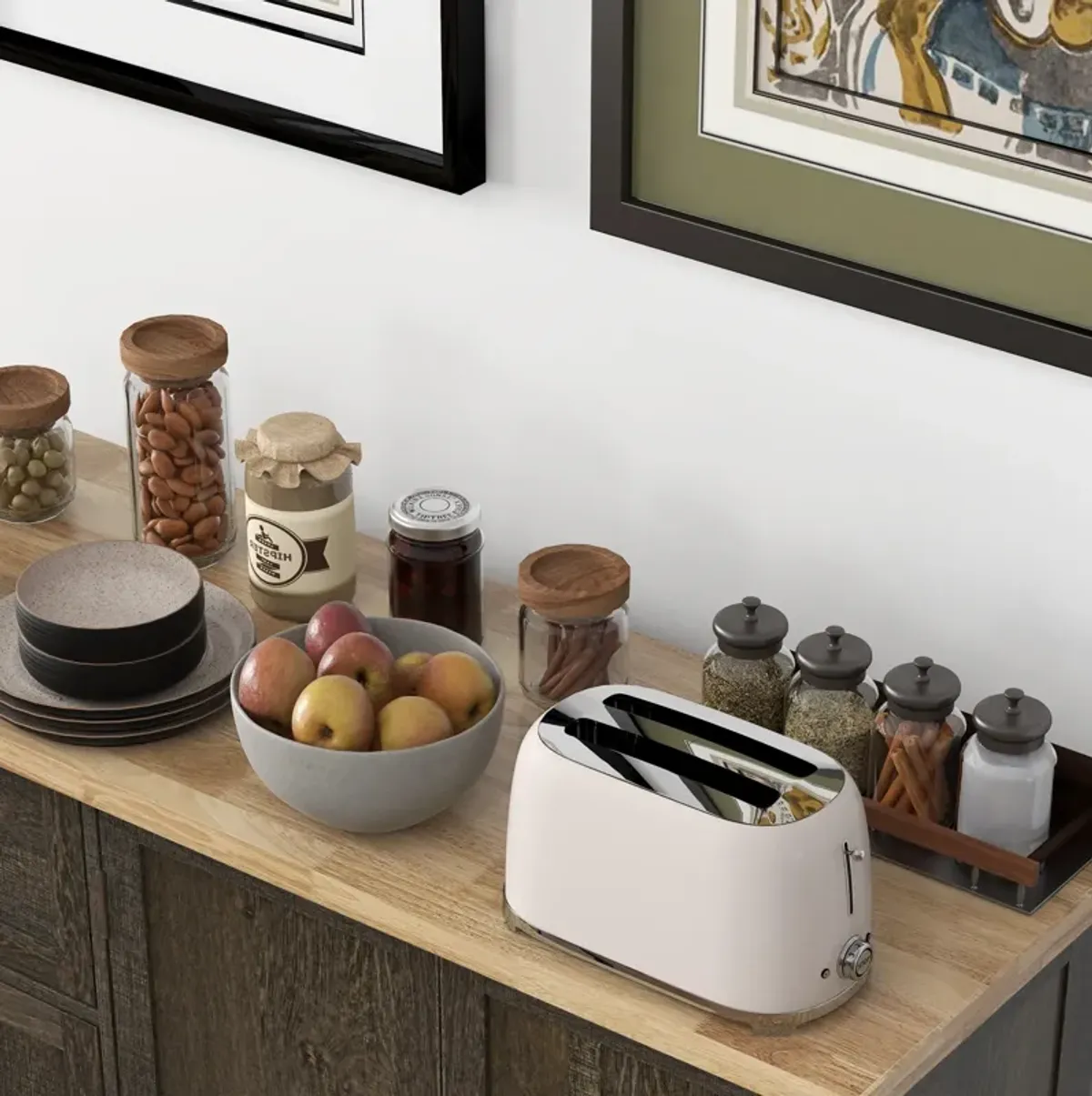 Kitchen Island on Wheels, Utility Serving Cart with Drawer Cabinets