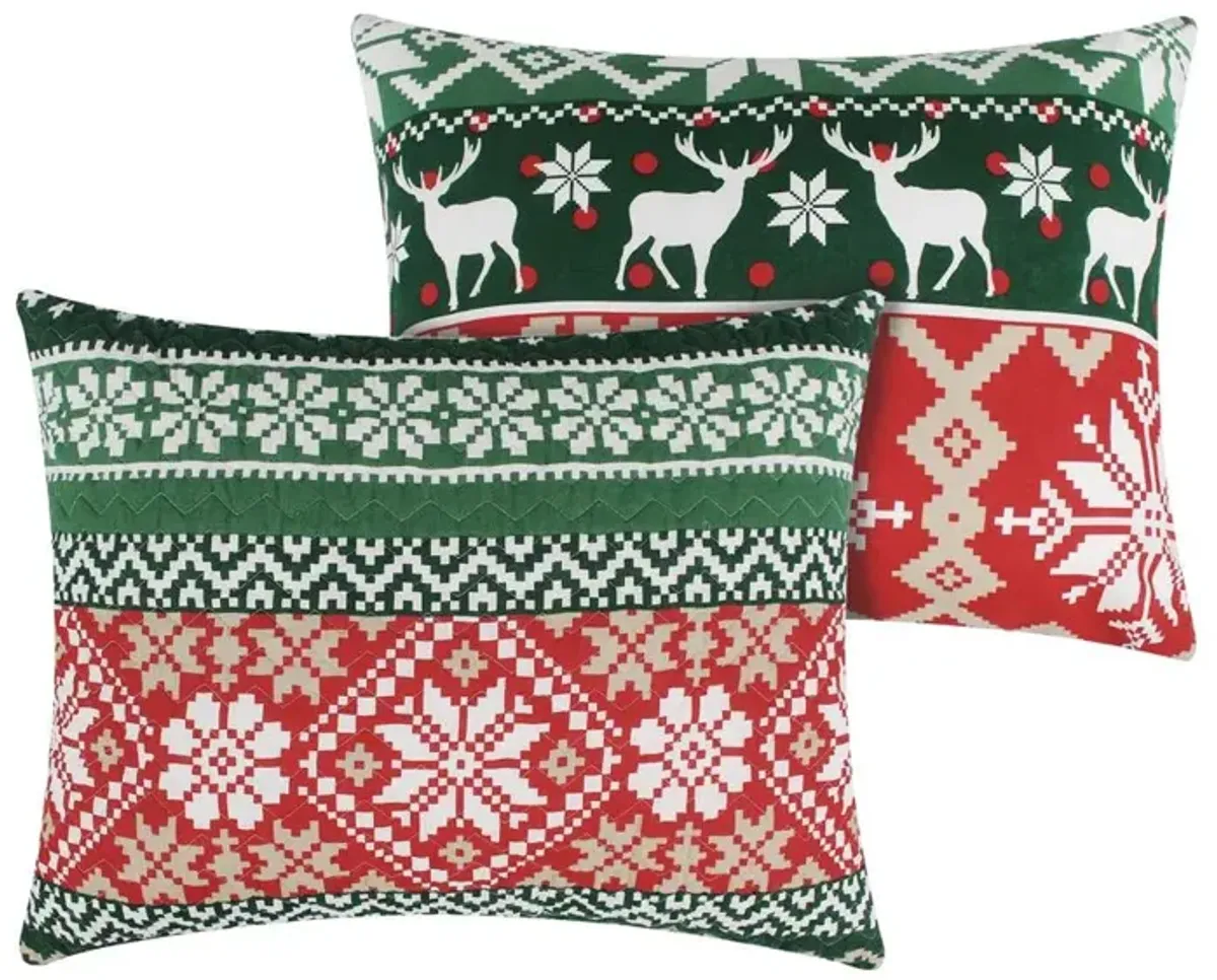 Greenland Home Fashion Fair Isle Ultra Comfortable Pillow Sham Standard Red